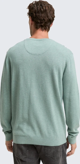 Tom Tailor Strickpullover mit V-Ausschnitt aus Baumwolle Strickpullover dark smoke green melange (Herren)