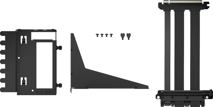 Fractal Design Flex 2 Riser Card Cable, mit vertikaler Grafikkarten-Halterung, gewinkelt, PCIe 4.0, 195mm, schwarz
