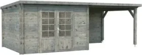 Palmako Ella 8.7+8.2m² Gartenhaus mit Schleppdach grau tauchimprägniert