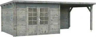 Palmako Ella 8.7+8.2m² Gartenhaus mit Schleppdach grau tauchimprägniert