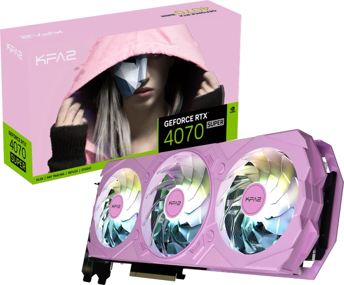 KFA2 GeForce RTX 4070 SUPER EX Gamer Pink (1-Click OC), 12GB GDDR6X, HDMI, 3x DP