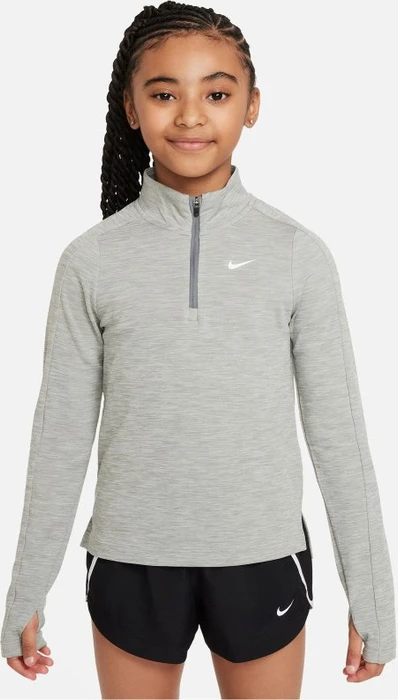 Nike Pro Dri-FIT 1/4-Zip Funktionsshirt langarm dark grey heather/white (Junior)