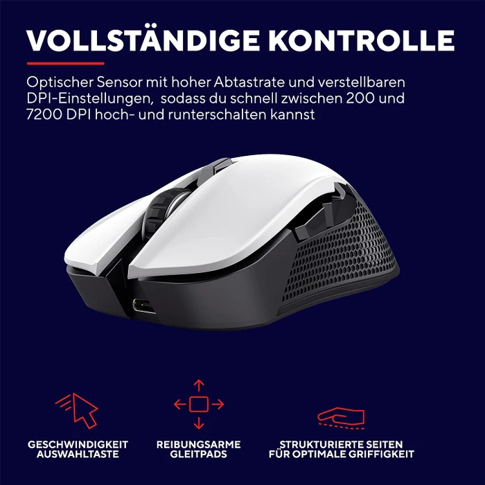 Trust Gaming GXT 923W YBAR Wireless Gaming Mouse weiß/schwarz, USB