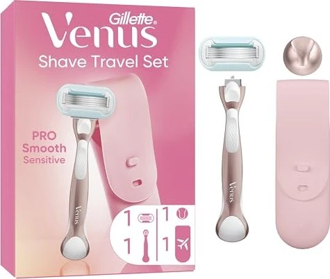 Gillette Venus Pro Smooth Sensitive Travel Set Rasierer + Duschhalterung + Etui