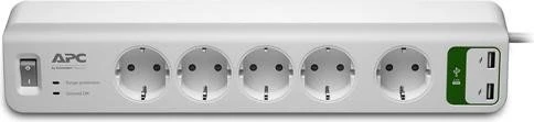 APC SurgeArrest Essential, 5-fach, Überspannungsschutz, 2x USB