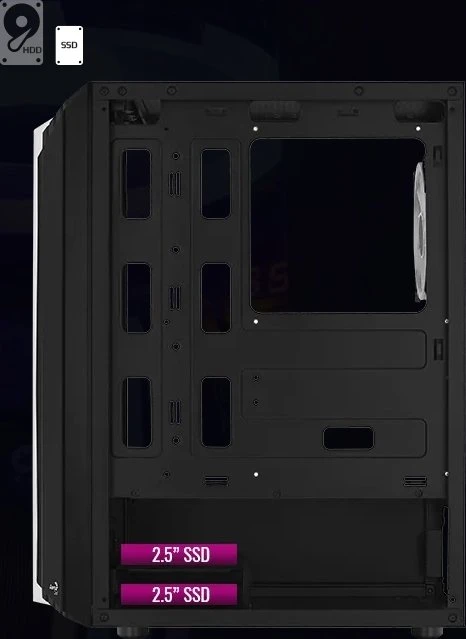 AeroCool Bionic V2, weiß, Lüfter LED RGB, Glasfenster