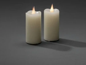 Konstsmide Echtwachskerze 10cm cremeweiß LED warmweiß, 2 Stück