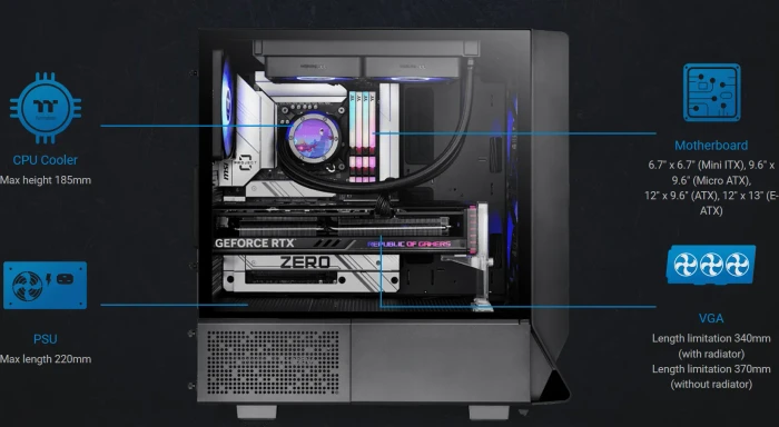 Thermaltake Ceres 330 TG ARGB Black, schwarz, Glasfenster