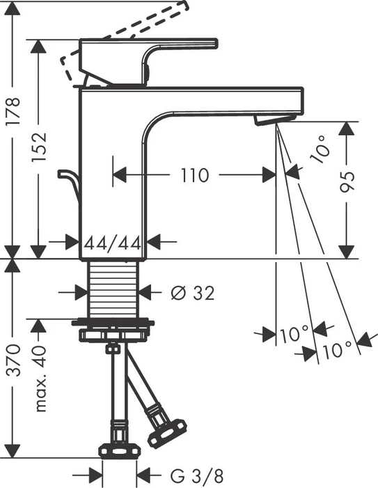 Hansgrohe Vernis Shape 100 Waschbeckenarmatur mit Ablauffernbedienung chrom