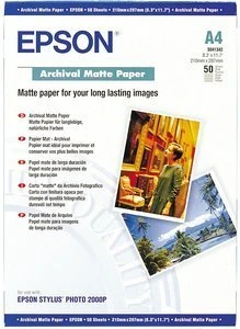 Epson Archival Matt Fotopapier matt weiß, A4, 192g/m², 50 Blatt