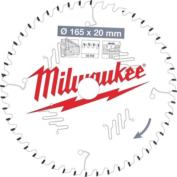 Milwaukee CSB P W ATB Kreissägeblatt 48Z, 165x2.2x20mm, 1 Stück