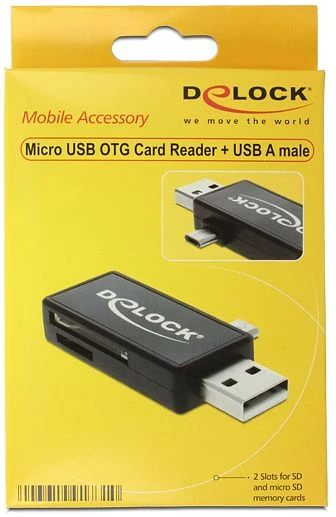 DeLOCK OTG Dual-Slot-Cardreader, USB-A 2.0/USB 2.0 Micro-B [Stecker]