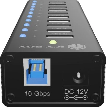 RaidSonic Icy Box IB-AC6110a USB-Hub, 10x USB-A 3.1, USB-B 3.1 [Buchse]