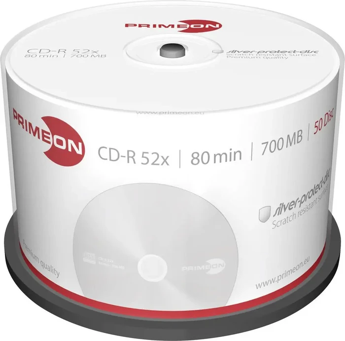 Primeon silver-protect-disc CD-R 80min/700MB, 52x, 50er Spindel, silver