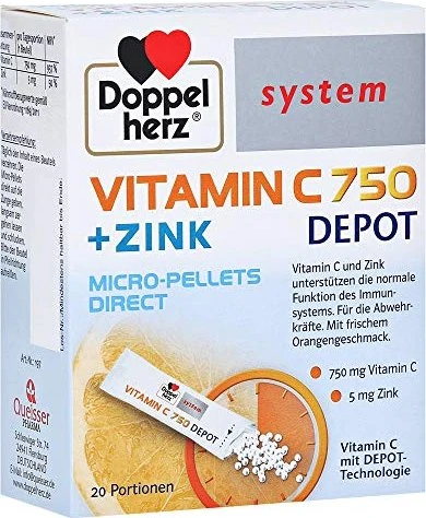 Doppelherz system Vitamin C 750 Depot Granulat, 20 Stück