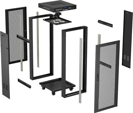 Lanberg 19" Rackschrank 22HE, LCD, freistehend, Flat Pack, V2, Gitternetztür, IP20, RAL 9004, 600mm tief
