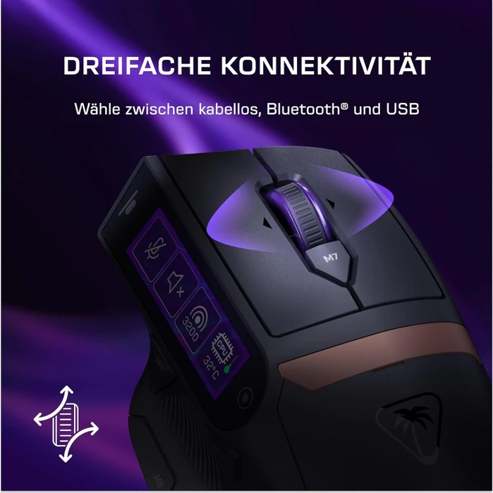 Turtle Beach Command Series MC7 Wireless Touchscreen Gaming Mouse, schwarz/bronze, USB/Bluetooth