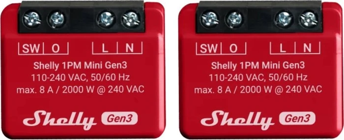 Shelly 1PM Mini Gen3, 1-Kanal, Unterputz, Schaltaktor, 2er-Pack