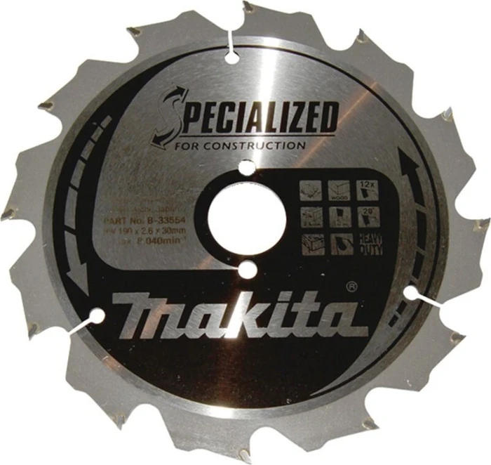 Makita Specialized Construction Kreissägeblatt 12Z, 190x2.6x30mm, 1 Stück