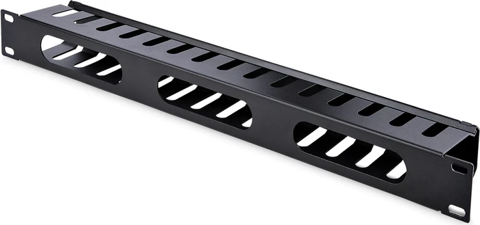 StarTech Horizontaler Rack Finger Kabelkanal mit Abdeckung, Kabelführung, schwarz, 1HE