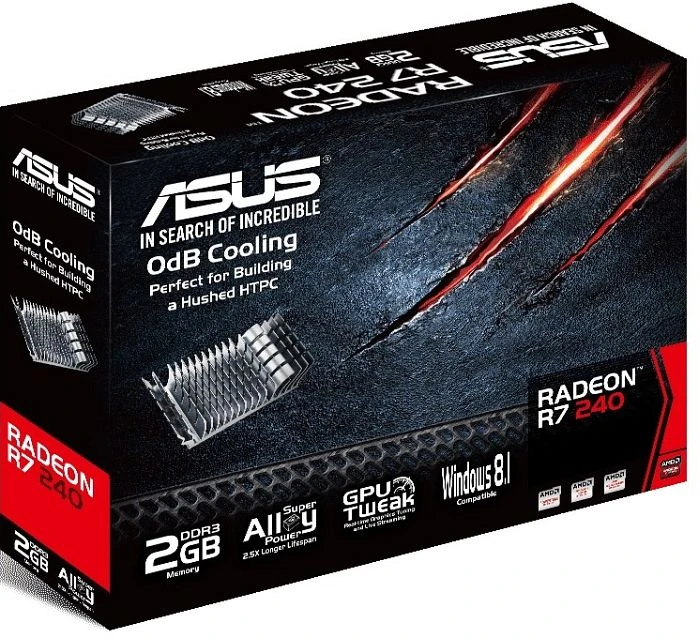 ASUS Radeon R7 240, R7240-SL-2GD3-L, 2GB DDR3, VGA, DVI, HDMI