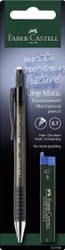Faber-Castell Grip Matic 1377 Druckbleistift 0.7mm graphit, schwarz transparent, Blister, Radierer, 12 Minen
