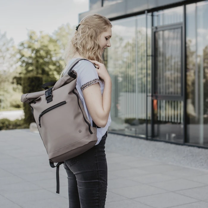 Hama Merida Roll-Top Notebook-Rucksack 15.6" taupe