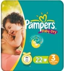 Pampers Baby-Dry Gr.3 Einwegwindel, 4-9kg, 22 Stück