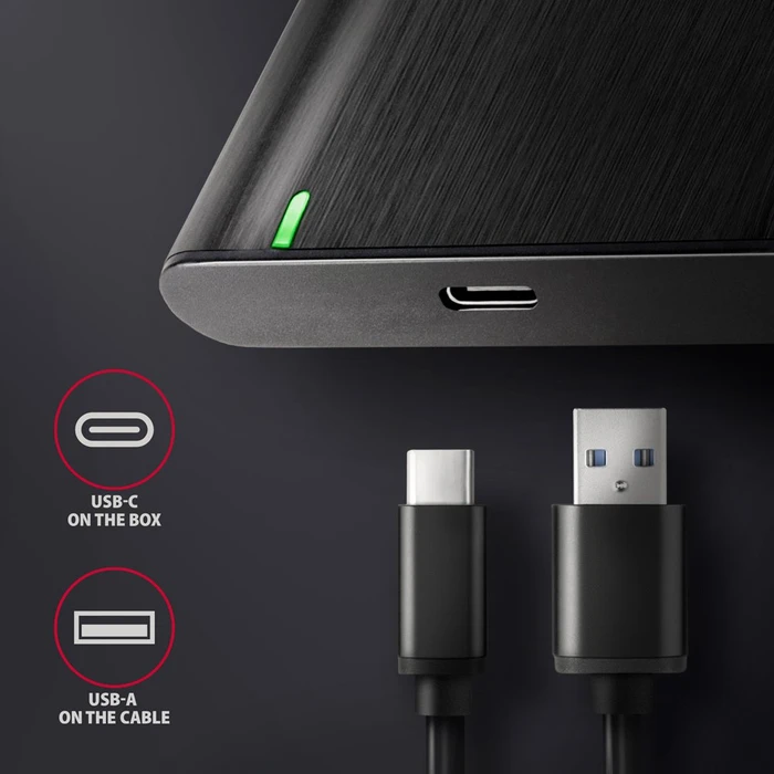 Axagon Raw Box Festplattengehäuse, schwarz, 2.5", USB-C 3.0