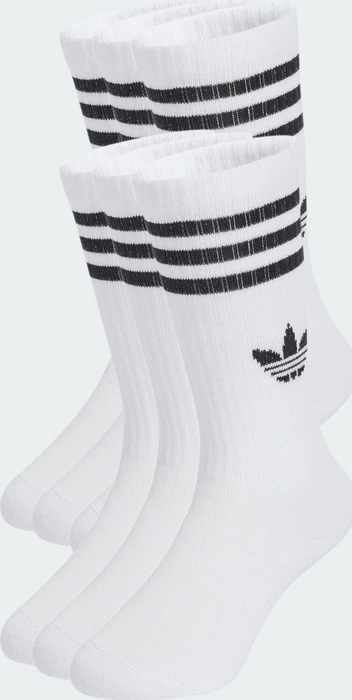 adidas 3-Streifen Crew Socken weiß/schwarz, 6 Paare (Junior)