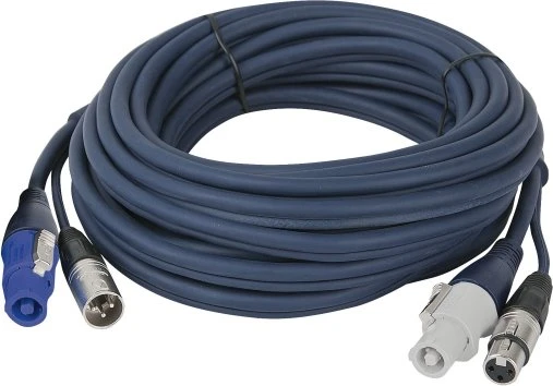 DAP Audio FP17 Hybrid Cable powerCON & 3-pin XLR, 10m blau