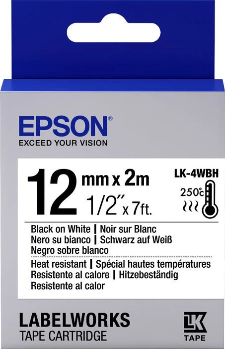 Epson LK-4WBH Beschriftungsband, 12mm, schwarz/weiß