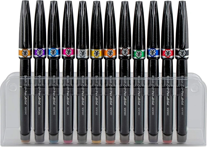 Pentel Brush Sign Pen Micro Brush SESF30C sortiert, 12er-Set, Etui