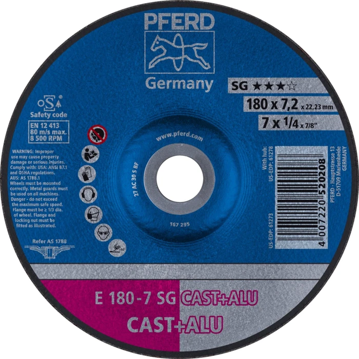 Pferd E 180-7 SG CAST+ALU Schleifscheibe, 180x7.2x22.23mm, 10 Stück