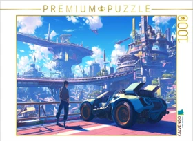 Calvendo Modernes Auto in moderner Stadt im Anime Stil
