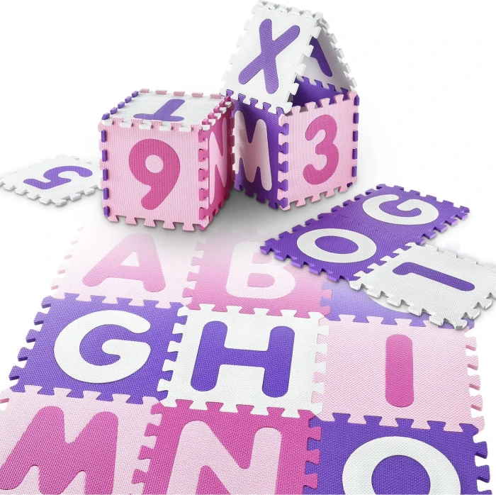 Juskys Spielmatte Puzzle 189x189cm 36-tlg. rosa