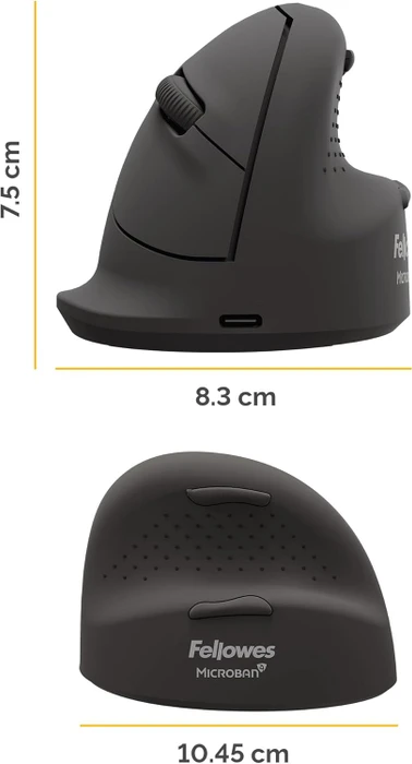 Fellowes Breyta Plus Vertical Mouse, medium, schwarz, USB/Bluetooth