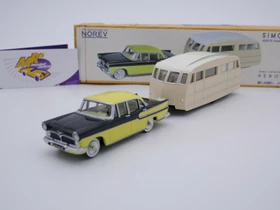 Norev Simca Vedette Chambord 1958 & Hénon Wohnwagen strohgelb & schwarz