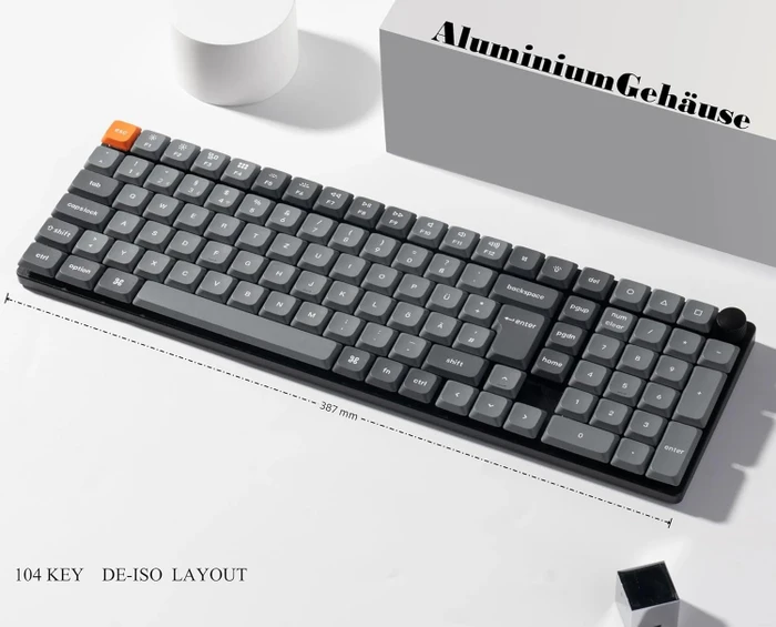 Keychron K17 Max, grau, LEDs RGB, Gateron LOW PROFILE 2.0 BROWN, USB/Bluetooth, DE