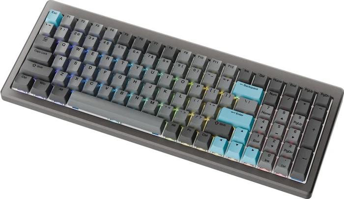Ducky Cushion 98, Nickel, Shush Silent Green Tactile, USB/Bluetooth, US