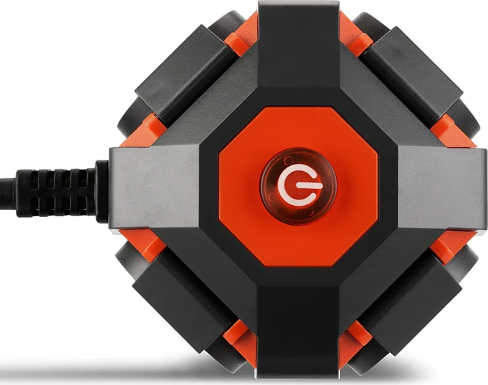REV Ritter PowerGlobe Steckdosenwürfel mit Schalter, 4-fach, IP44, 1.4m, orange/grau