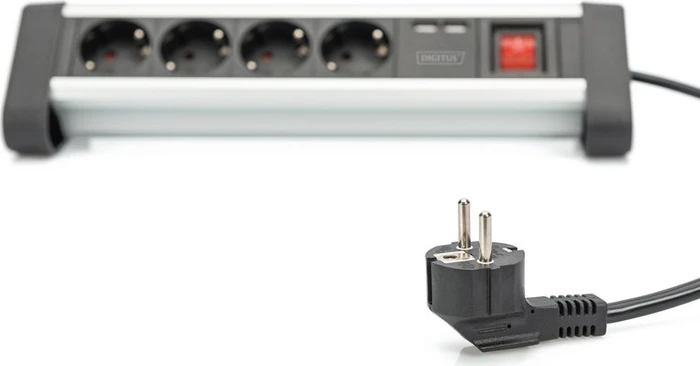 Digitus Office Tisch-Steckdosenleiste, 4-fach, 2x USB-A, 1.5m