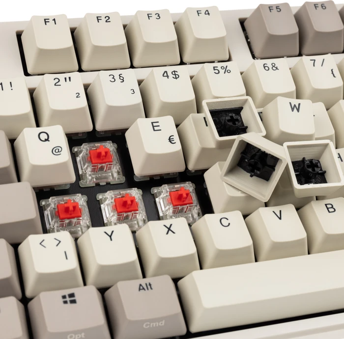 Ducky Origin Vintage, Retro grau, MX RED, USB, DE