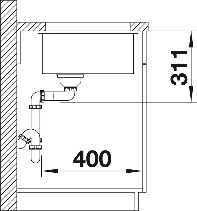 Blanco Subline 500-U Unterbau Becken mittig kristallweiß glänzend