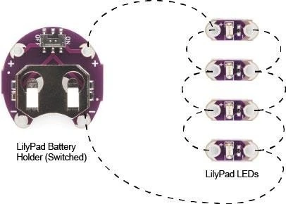 SparkFun Arduino LilyPad Coin Cell Battery Holder, Switched