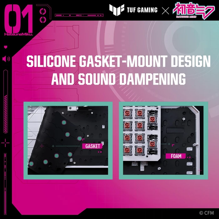 ASUS TUF Gaming K3 Gen II, Hatsune Miku Edition, LEDs RGB, TUF Optical-Mech RED Linear, USB, US