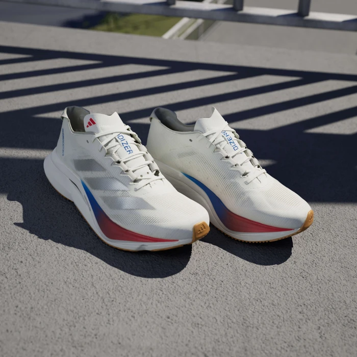 adidas Adizero Boston 12 core white/matte silver/pure ruby (Damen)