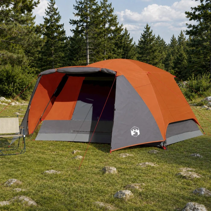 vidaXL 6 Personen Familienzelt grau/orange