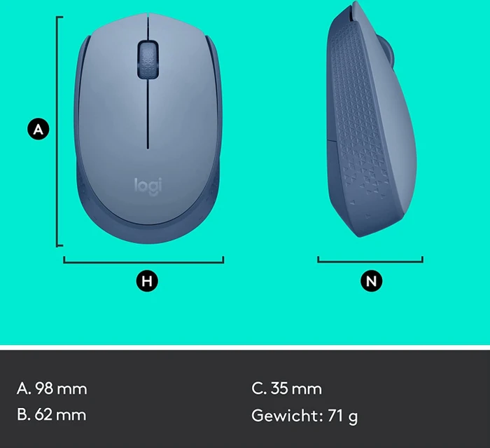 Logitech M171 Wireless Mouse blaugrau, USB