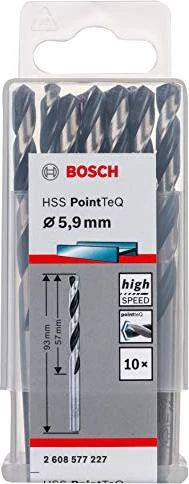 Bosch Professional HSS PointTeQ Spiralbohrer, 5.9x57x93mm, 10 Stück